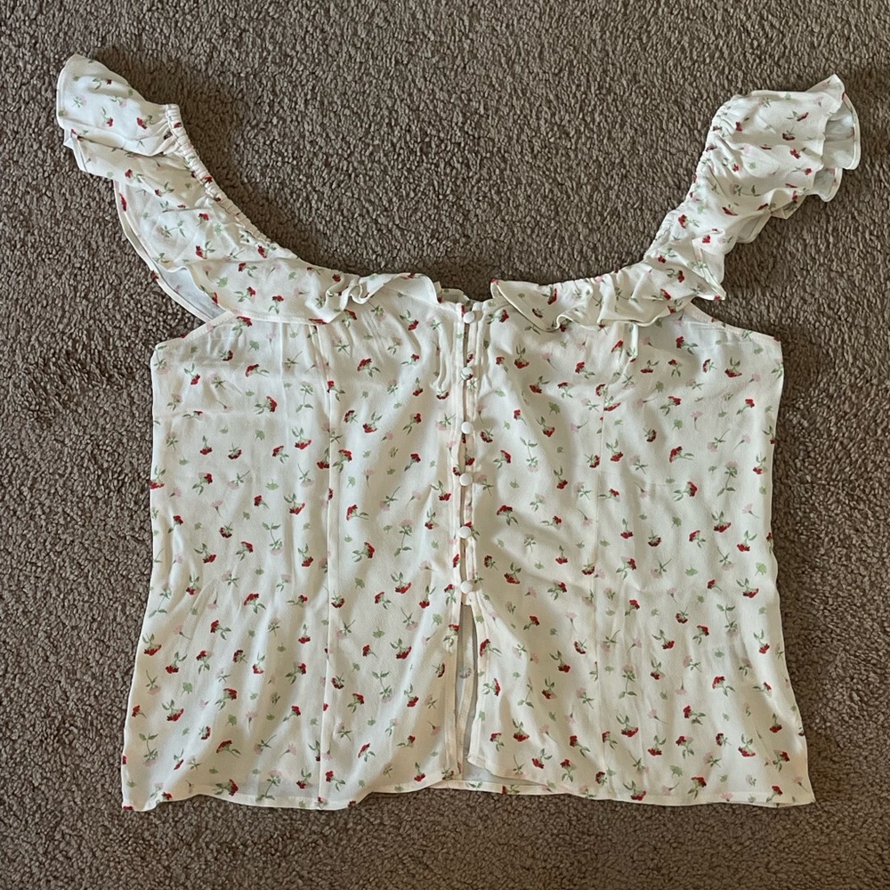 White Ditzy Floral Tank Blouse
